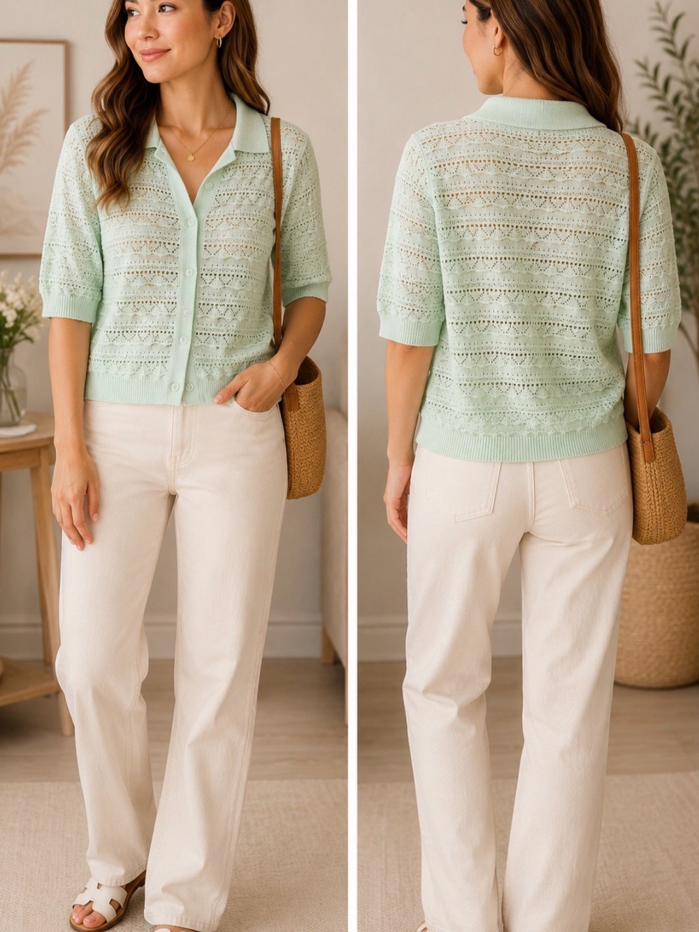Vero Moda Mint Green Short Sleeve Knit Cardigan